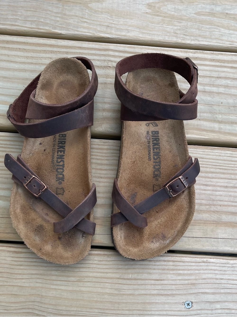 Birkenstock Brown Leather Ankle-Strap Sandals